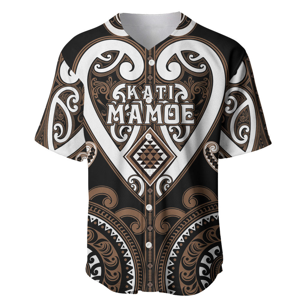 Custom Aotearoa Kati Mamoe Baseball Jersey Maori Tribal Pattern LT05 Brown - Polynesian Pride