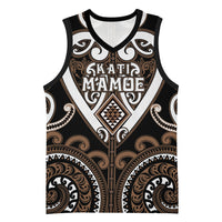 Custom Aotearoa Kati Mamoe Basketball Jersey Maori Tribal Pattern LT05 Unisex Brown - Polynesian Pride