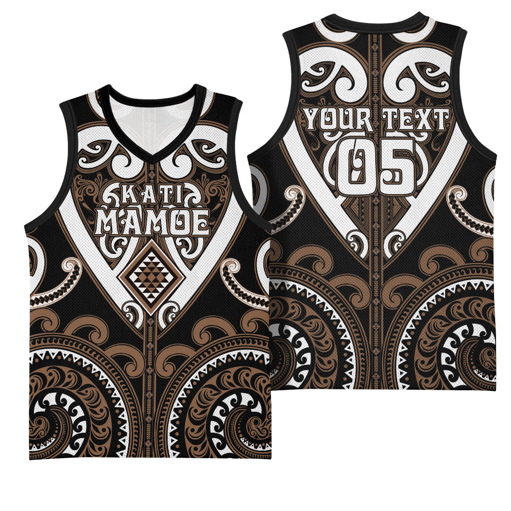 Custom Aotearoa Kati Mamoe Basketball Jersey Maori Tribal Pattern LT05 - Polynesian Pride