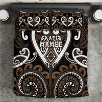 Aotearoa Kati Mamoe Bedding Set Maori Tribal Pattern LT05 Brown - Polynesian Pride