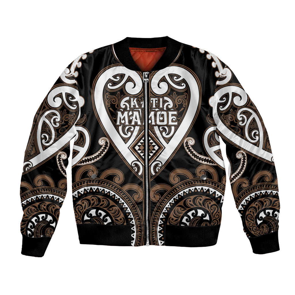 Custom Aotearoa Kati Mamoe Bomber Jacket Maori Tribal Pattern LT05 Unisex Brown - Polynesian Pride