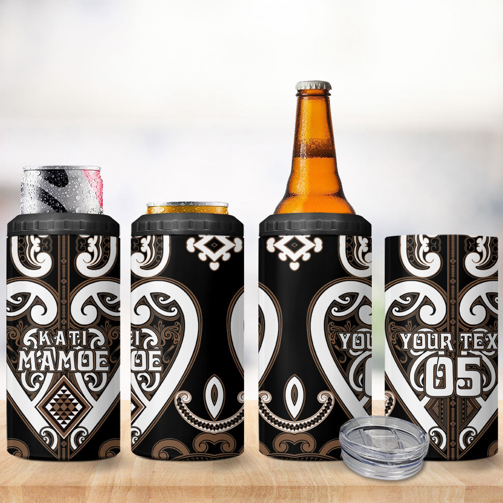 Custom Aotearoa Kati Mamoe 4 in 1 Can Cooler Tumbler Maori Tribal Pattern LT05 - Polynesian Pride