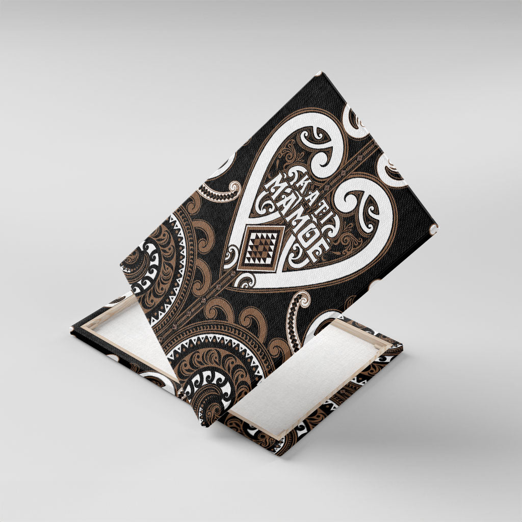 Aotearoa Kati Mamoe Canvas Wall Art Maori Tribal Pattern LT05 With Frame Brown - Polynesian Pride
