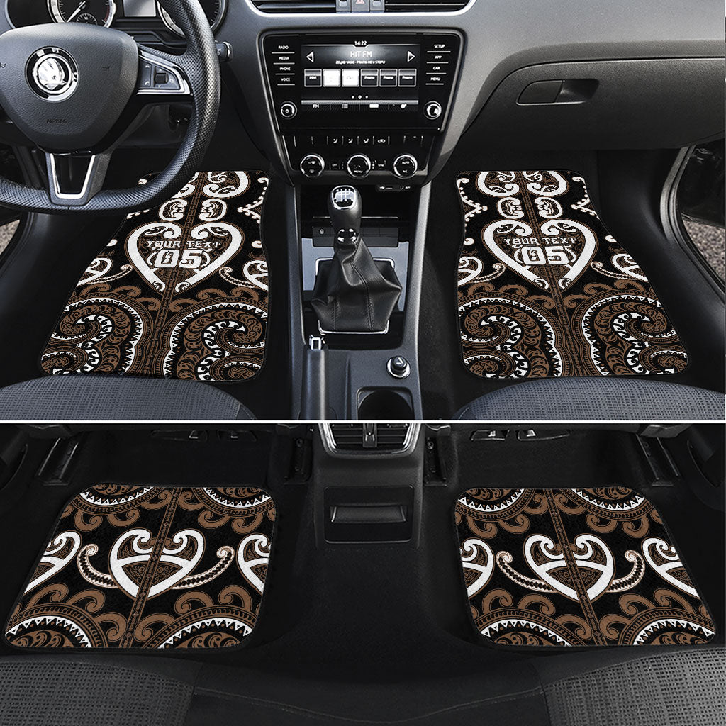 Custom Aotearoa Kati Mamoe Car Mats Maori Tribal Pattern LT05 Set 4pcs Brown - Polynesian Pride