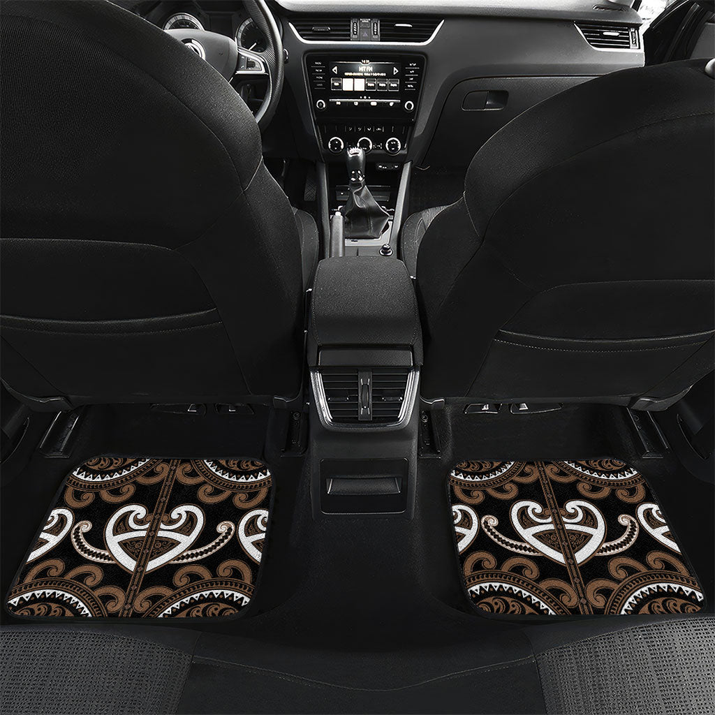 Custom Aotearoa Kati Mamoe Car Mats Maori Tribal Pattern LT05 Set 2pcs - Back Brown - Polynesian Pride