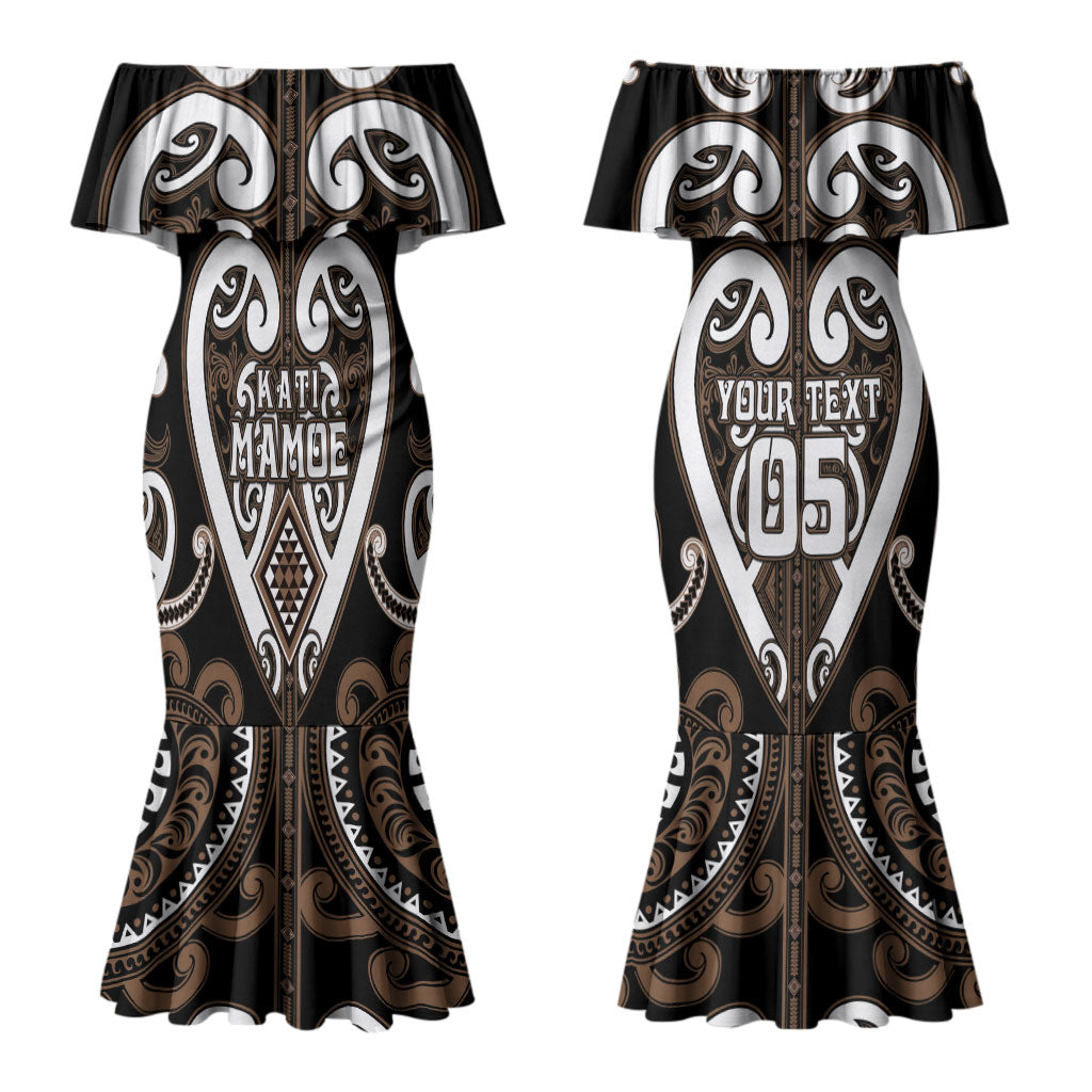 Custom Aotearoa Kati Mamoe Couples Matching Mermaid Dress and Long Sleeve Button Shirt Maori Tribal Pattern LT05 - Polynesian Pride