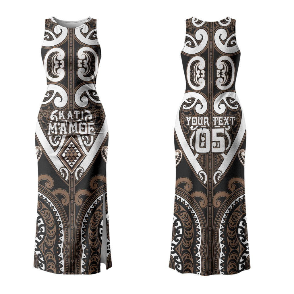 Custom Aotearoa Kati Mamoe Couples Matching Tank Maxi Dress and Long Sleeve Button Shirt Maori Tribal Pattern LT05 - Polynesian Pride