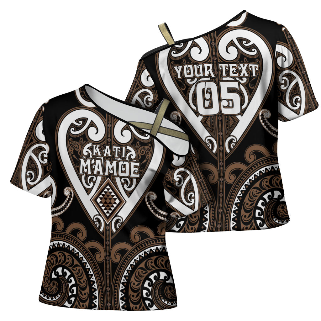 Custom Aotearoa Kati Mamoe Cross Shoulder Shirt Maori Tribal Pattern LT05 - Polynesian Pride