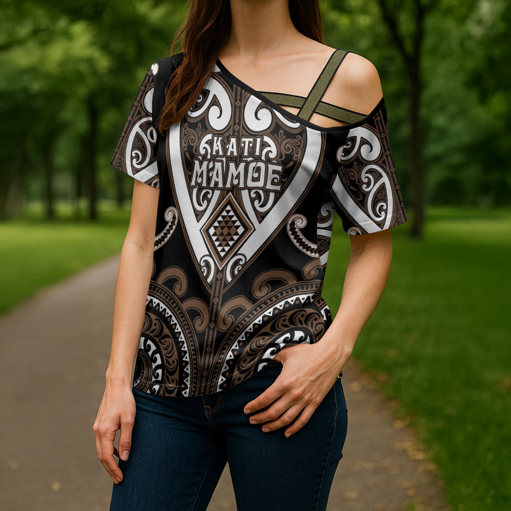 Custom Aotearoa Kati Mamoe Cross Shoulder Shirt Maori Tribal Pattern LT05 - Polynesian Pride