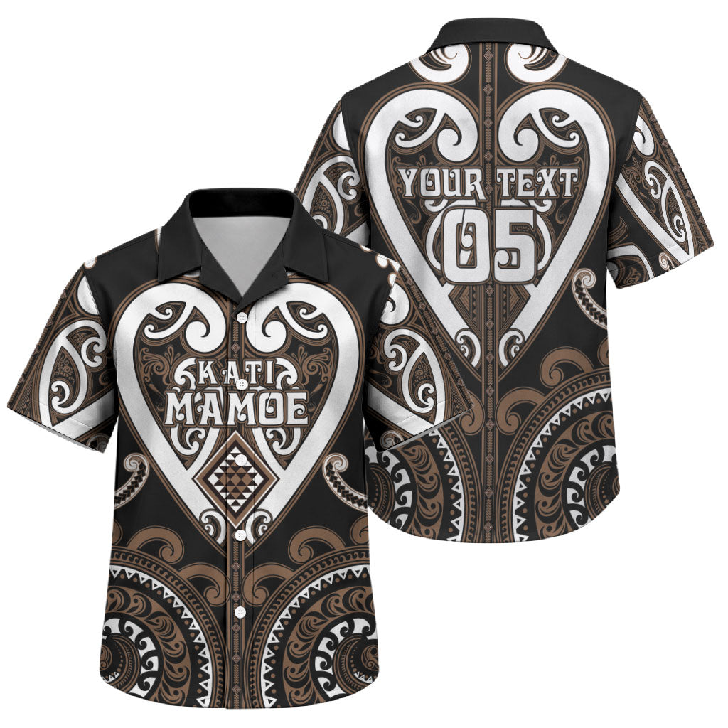 Custom Aotearoa Kati Mamoe Family Matching Off The Shoulder Long Sleeve Dress and Hawaiian Shirt Maori Tribal Pattern LT05 Son's Shirt Brown - Polynesian Pride