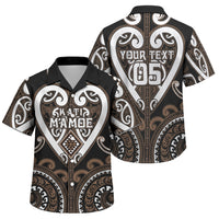 Custom Aotearoa Kati Mamoe Family Matching Off The Shoulder Long Sleeve Dress and Hawaiian Shirt Maori Tribal Pattern LT05 Son's Shirt Brown - Polynesian Pride