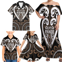 Custom Aotearoa Kati Mamoe Family Matching Off Shoulder Maxi Dress and Hawaiian Shirt Maori Tribal Pattern LT05 - Polynesian Pride