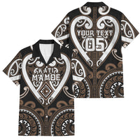Custom Aotearoa Kati Mamoe Family Matching Off Shoulder Maxi Dress and Hawaiian Shirt Maori Tribal Pattern LT05 Dad's Shirt - Short Sleeve Brown - Polynesian Pride
