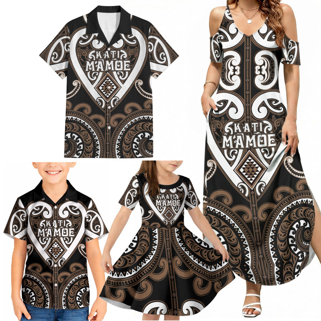 Custom Aotearoa Kati Mamoe Family Matching Summer Maxi Dress and Hawaiian Shirt Maori Tribal Pattern LT05 - Polynesian Pride
