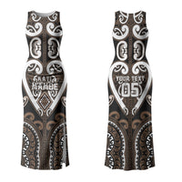 Custom Aotearoa Kati Mamoe Family Matching Tank Maxi Dress and Hawaiian Shirt Maori Tribal Pattern LT05 Mom's Dress Brown - Polynesian Pride