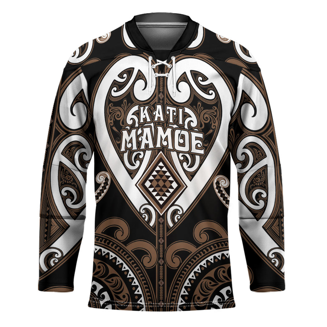 Custom Aotearoa Kati Mamoe Hockey Jersey Maori Tribal Pattern LT05 Unisex Brown - Polynesian Pride