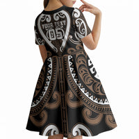 Custom Aotearoa Kati Mamoe Kid Short Sleeve Dress Maori Tribal Pattern LT05 - Polynesian Pride