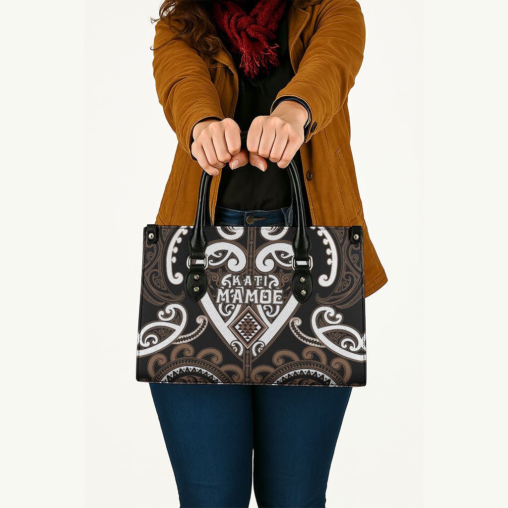 Aotearoa Kati Mamoe Leather Bag Maori Tribal Pattern LT05 - Polynesian Pride