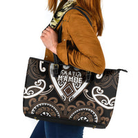 Aotearoa Kati Mamoe Leather Tote Bag Maori Tribal Pattern LT05 Brown - Polynesian Pride