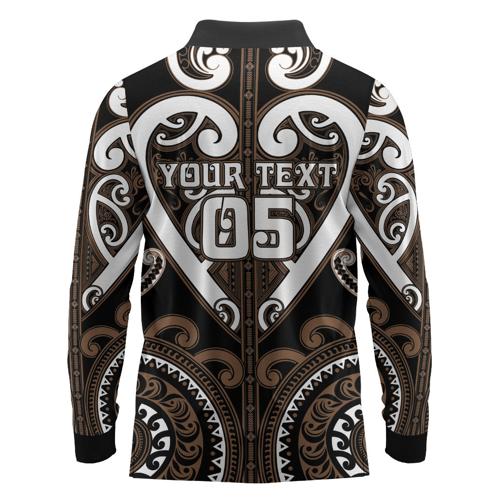 Custom Aotearoa Kati Mamoe Long Sleeve Polo Shirt Maori Tribal Pattern LT05 - Polynesian Pride
