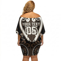 Custom Aotearoa Kati Mamoe Off Shoulder Short Dress Maori Tribal Pattern LT05 - Polynesian Pride