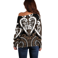 Custom Aotearoa Kati Mamoe Off Shoulder Sweater Maori Tribal Pattern LT05 - Polynesian Pride