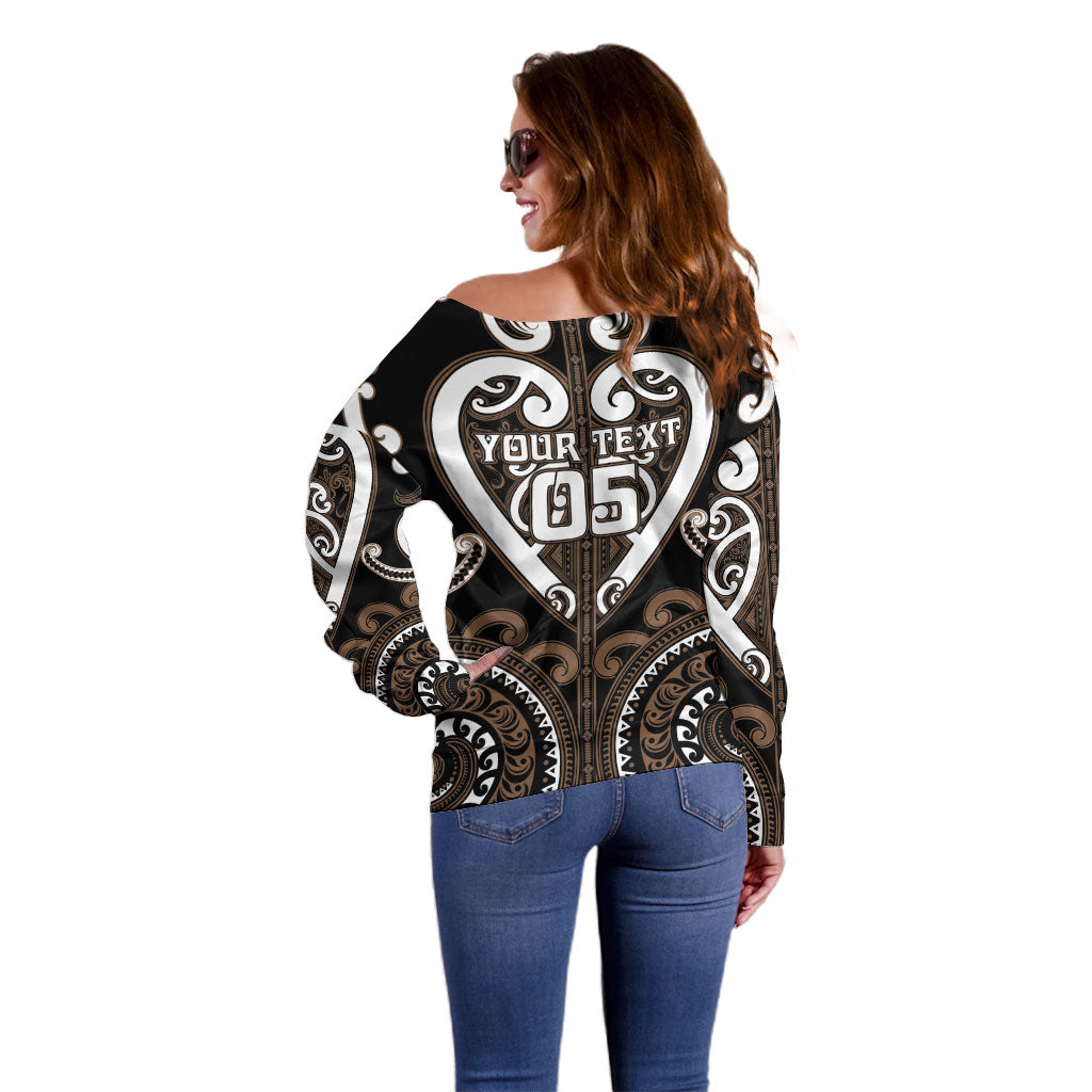 Custom Aotearoa Kati Mamoe Off Shoulder Sweater Maori Tribal Pattern LT05 - Polynesian Pride