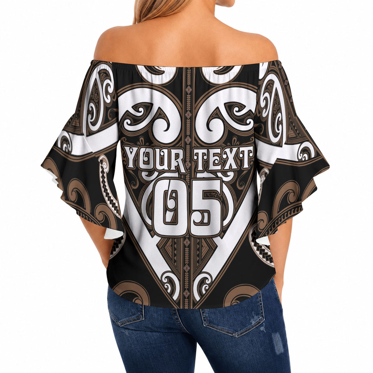 Custom Aotearoa Kati Mamoe Off Shoulder Wrap Waist Top Maori Tribal Pattern LT05 - Polynesian Pride