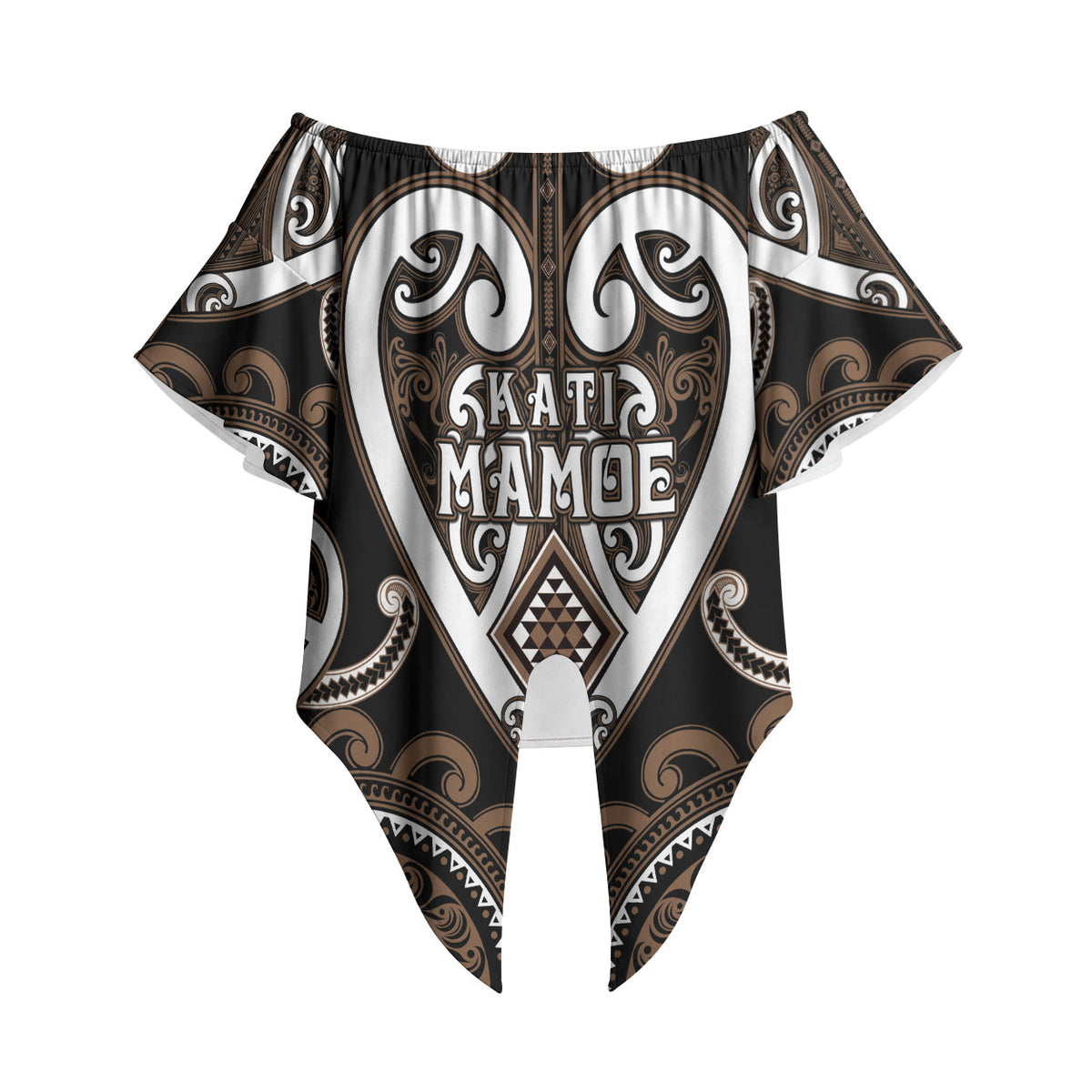 Custom Aotearoa Kati Mamoe Off Shoulder Wrap Waist Top Maori Tribal Pattern LT05 - Polynesian Pride