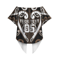 Custom Aotearoa Kati Mamoe Off Shoulder Wrap Waist Top Maori Tribal Pattern LT05 - Polynesian Pride