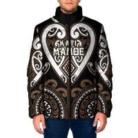 Custom Aotearoa Kati Mamoe Padded Jacket Maori Tribal Pattern LT05 Men Brown - Polynesian Pride