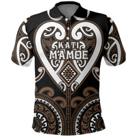 Custom Aotearoa Kati Mamoe Polo Shirt Maori Tribal Pattern LT05 Brown - Polynesian Pride