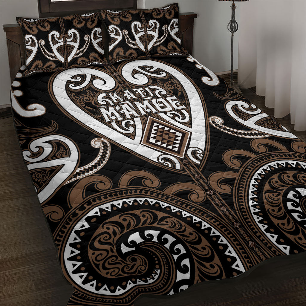 Aotearoa Kati Mamoe Quilt Bed Set Maori Tribal Pattern LT05 Brown - Polynesian Pride