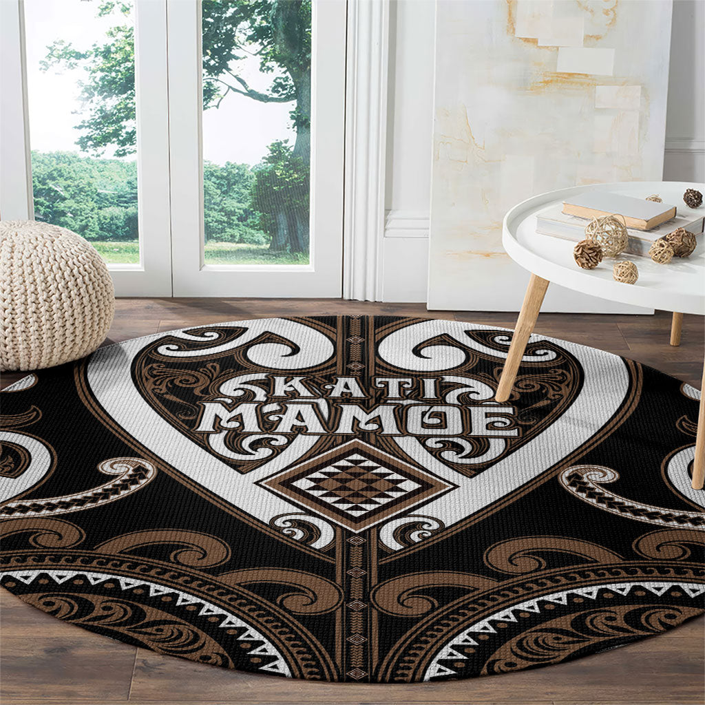 Aotearoa Kati Mamoe Round Carpet Maori Tribal Pattern LT05 - Polynesian Pride