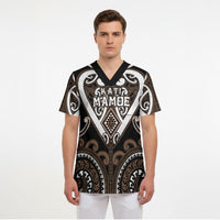 Custom Aotearoa Kati Mamoe Scrub Top Maori Tribal Pattern LT05 - Polynesian Pride