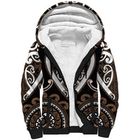 Custom Aotearoa Kati Mamoe Sherpa Hoodie Maori Tribal Pattern LT05 Unisex Brown - Polynesian Pride