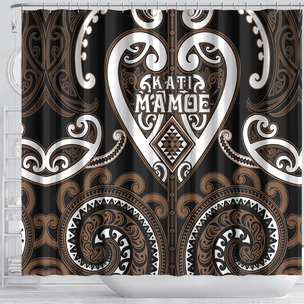 Aotearoa Kati Mamoe Shower Curtain Maori Tribal Pattern LT05 - Polynesian Pride