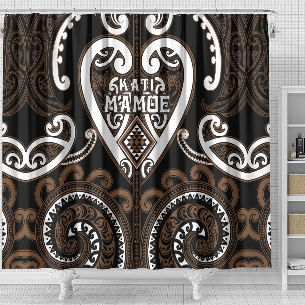 Aotearoa Kati Mamoe Shower Curtain Maori Tribal Pattern LT05 - Polynesian Pride