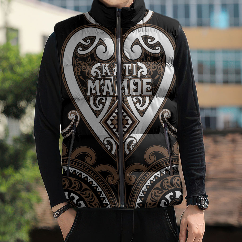 Custom Aotearoa Kati Mamoe Sleeveless Puffer Jacket Maori Tribal Pattern LT05 - Polynesian Pride
