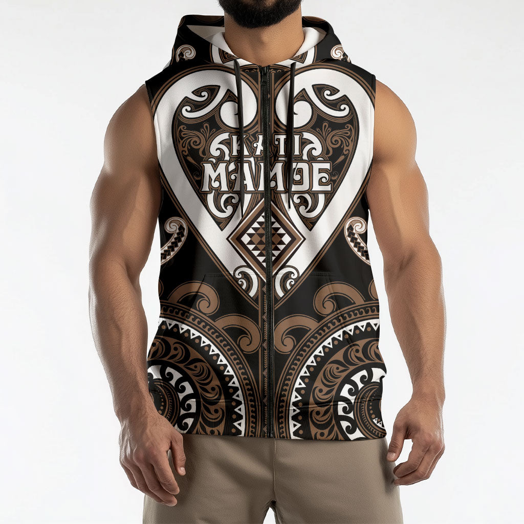 Custom Aotearoa Kati Mamoe Sleeveless Zip Hoodie Maori Tribal Pattern LT05 - Polynesian Pride