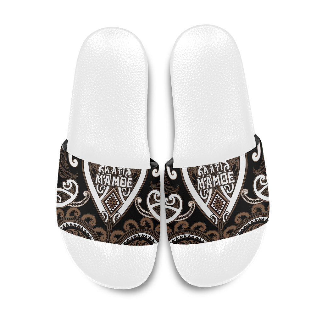 Aotearoa Kati Mamoe Slide Sandals Maori Tribal Pattern LT05 Brown - Polynesian Pride