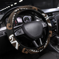 Aotearoa Kati Mamoe Steering Wheel Cover Maori Tribal Pattern LT05 Universal Fit Brown - Polynesian Pride