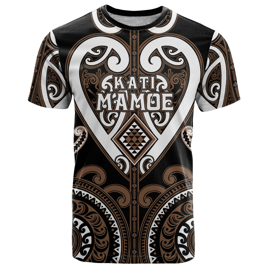 Custom Aotearoa Kati Mamoe T Shirt Maori Tribal Pattern LT05 Brown - Polynesian Pride