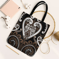 Aotearoa Kati Mamoe Tote Bag Maori Tribal Pattern LT05 Black Strap One Size Brown - Polynesian Pride