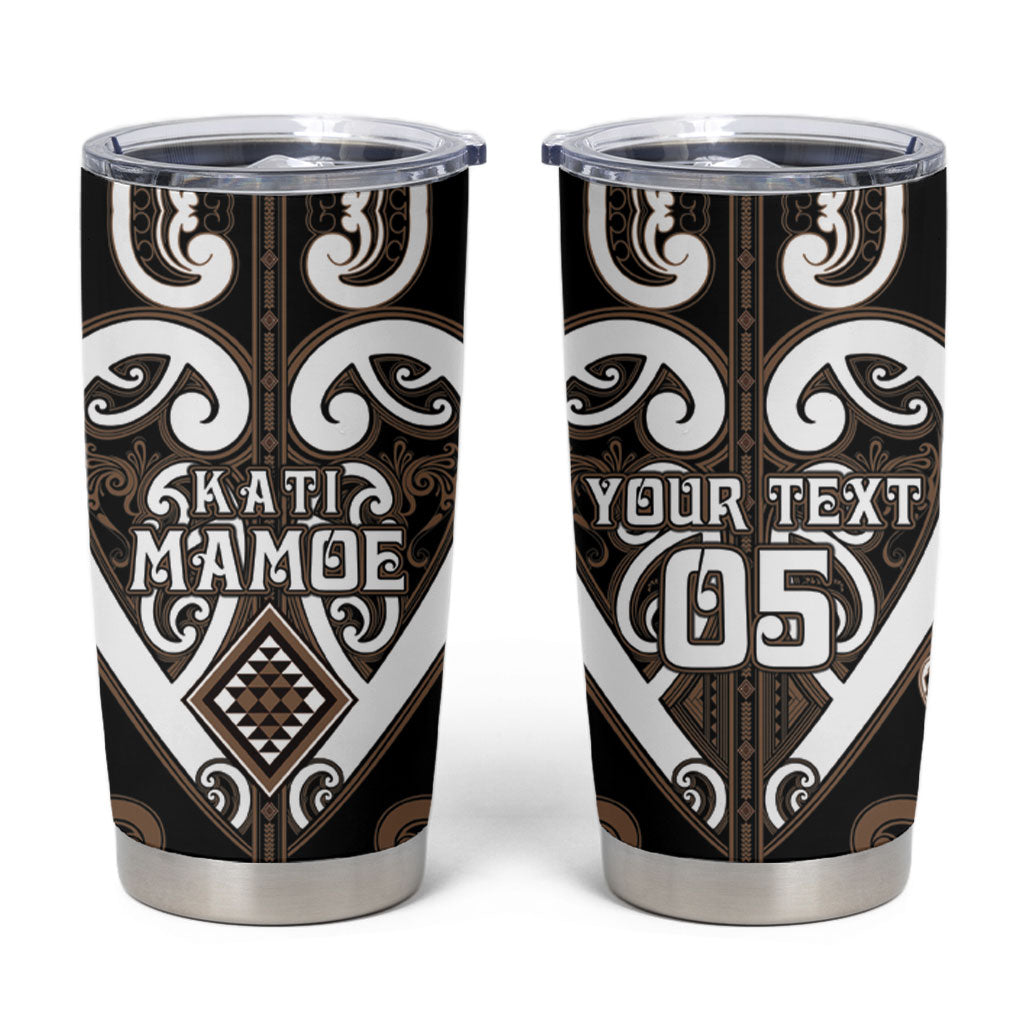 Custom Aotearoa Kati Mamoe Tumbler Cup Maori Tribal Pattern LT05 Brown - Polynesian Pride