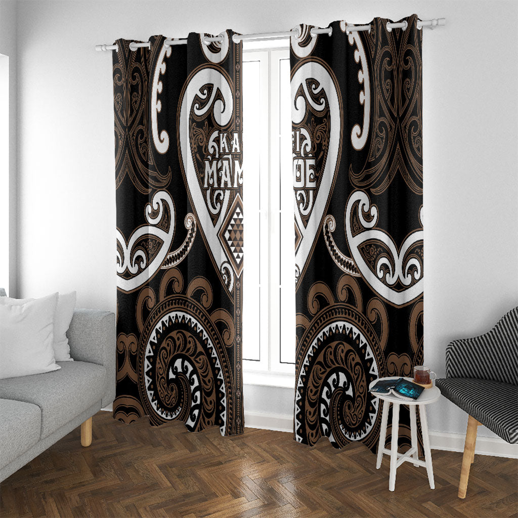 Aotearoa Kati Mamoe Window Curtain Maori Tribal Pattern LT05 With Grommets Brown - Polynesian Pride