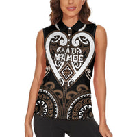 Custom Aotearoa Kati Mamoe Women Sleeveless Polo Shirt Maori Tribal Pattern LT05 - Polynesian Pride