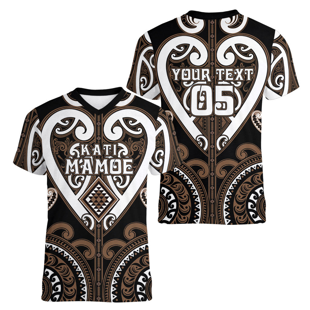 Custom Aotearoa Kati Mamoe Women V-Neck T-Shirt Maori Tribal Pattern LT05 - Polynesian Pride