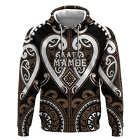 Custom Aotearoa Kati Mamoe Zip Hoodie Maori Tribal Pattern LT05 Pullover Hoodie Brown - Polynesian Pride