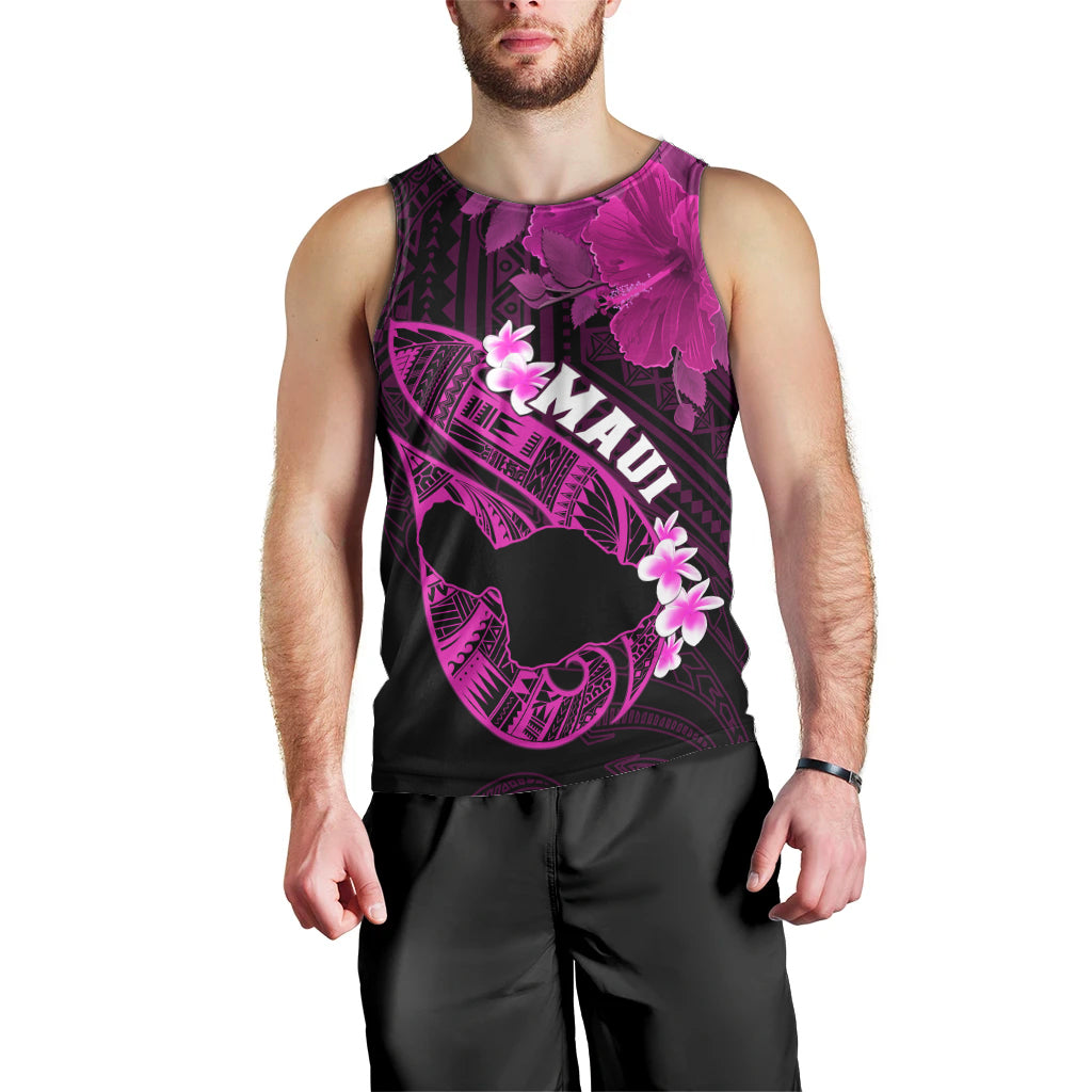 Hawaii Maui Men Tank Top Polynesian Fish Hook Hibiscus Pink Version LT05 - Polynesian Pride